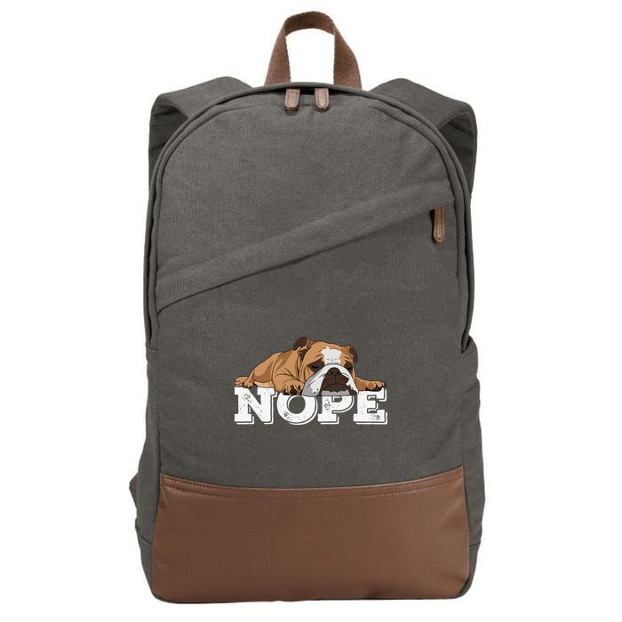Nope Lazy English Bulldog Dog Lover Cotton Canvas Backpack