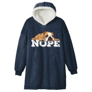 Nope Lazy English Bulldog Dog Lover Hooded Wearable Blanket