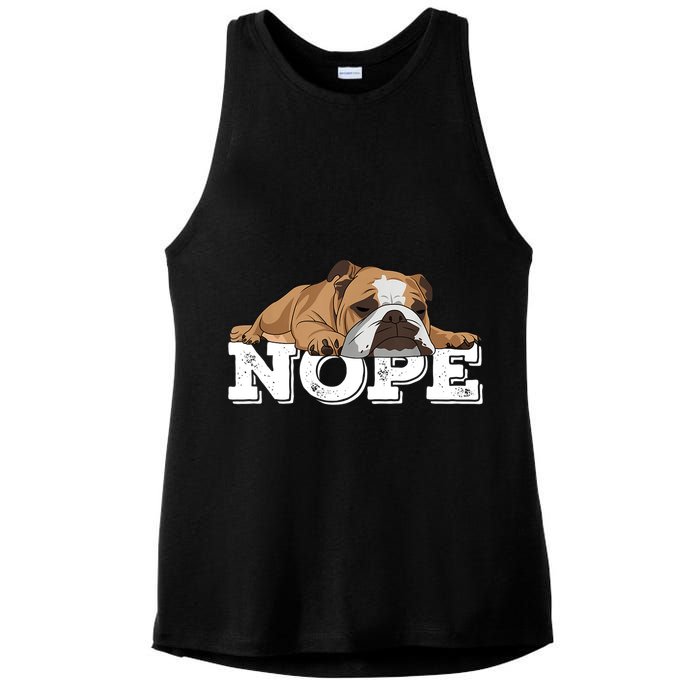 Nope Lazy English Bulldog Dog Lover TShirt Ladies PosiCharge Tri-Blend Wicking Tank