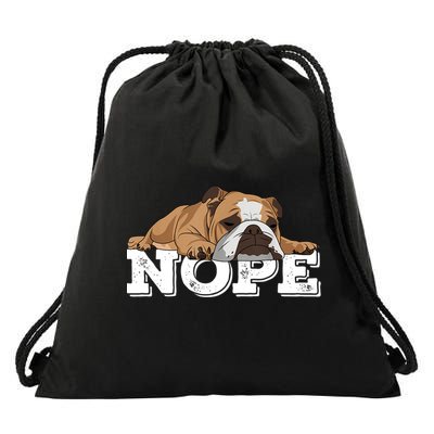 Nope Lazy English Bulldog Dog Lover TShirt Drawstring Bag