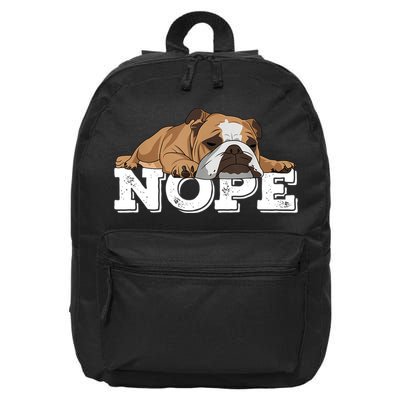 Nope Lazy English Bulldog Dog Lover TShirt 16 in Basic Backpack