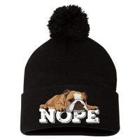 Nope Lazy English Bulldog Dog Lover TShirt Pom Pom 12in Knit Beanie
