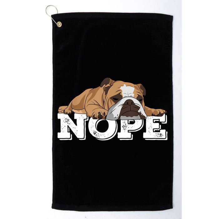 Nope Lazy English Bulldog Dog Lover TShirt Golf Towel
