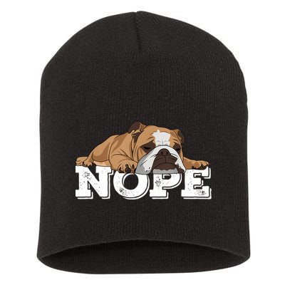Nope Lazy English Bulldog Dog Lover TShirt Short Acrylic Beanie