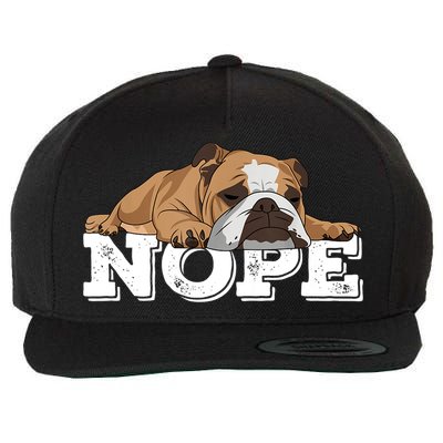 Nope Lazy English Bulldog Dog Lover TShirt Wool Snapback Cap