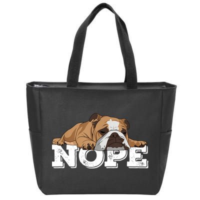Nope Lazy English Bulldog Dog Lover TShirt Zip Tote Bag