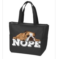 Nope Lazy English Bulldog Dog Lover TShirt Zip Tote Bag