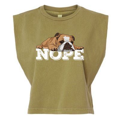 Nope Lazy English Bulldog Dog Lover TShirt Garment-Dyed Women's Muscle Tee