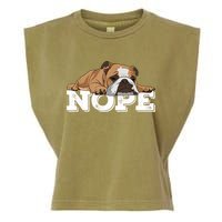 Nope Lazy English Bulldog Dog Lover TShirt Garment-Dyed Women's Muscle Tee