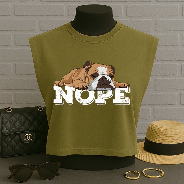 Nope Lazy English Bulldog Dog Lover TShirt Garment-Dyed Women's Muscle Tee