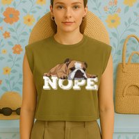 Nope Lazy English Bulldog Dog Lover TShirt Garment-Dyed Women's Muscle Tee