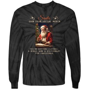 Naughty List Funny Sarcastic Santa Tie-Dye Long Sleeve Shirt