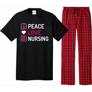 Nurse Lovers Funny Funny Gift Peace Love Nursing Cool Gift Pajama Set