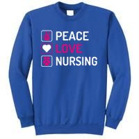 Nurse Lovers Funny Funny Gift Peace Love Nursing Cool Gift Sweatshirt