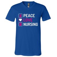 Nurse Lovers Funny Funny Gift Peace Love Nursing Cool Gift V-Neck T-Shirt