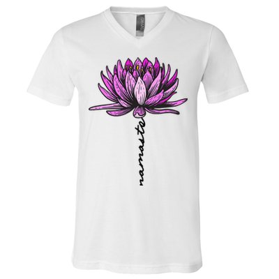 Namaste Lotus Flower Spiritual Yoga Meditation Gift V-Neck T-Shirt