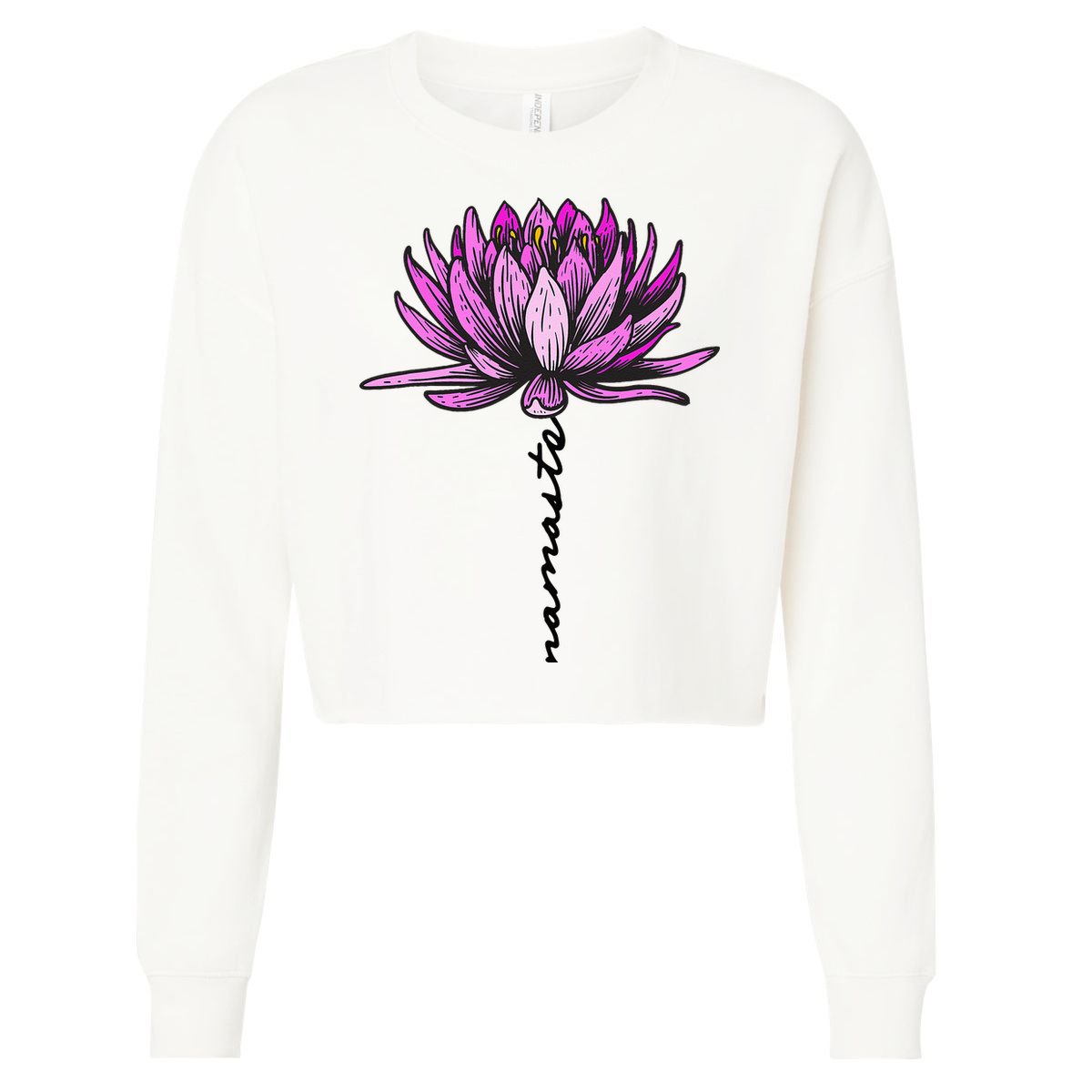 Namaste Lotus Flower Spiritual Yoga Meditation Gift Cropped Pullover Crew
