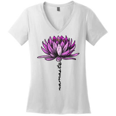 Namaste Lotus Flower Spiritual Yoga Meditation Gift Women's V-Neck T-Shirt
