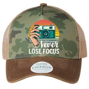 Never Lose Focus Photography Camera Lover Funny Photographer Gift Legacy Tie Dye Trucker Hat