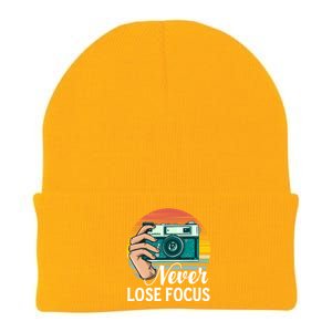 Never Lose Focus Photography Camera Lover Funny Photographer Gift Knit Cap Winter Beanie