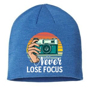 Never Lose Focus Photography Camera Lover Funny Photographer Gift Sustainable Beanie