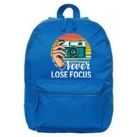 Never Lose Focus Photography Camera Lover Funny Photographer Gift 16 in Basic Backpack