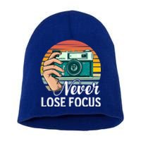 Never Lose Focus Photography Camera Lover Funny Photographer Gift Short Acrylic Beanie