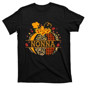 Nonna Leopard Floral Pumpkin Fall Autumn Thanksgiving T-Shirt