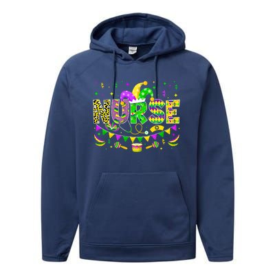 Nurse Lover Funny Mardi Gras Carnival Party Gift Performance Fleece Hoodie