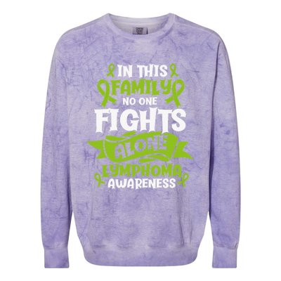 Non-Hodgkin Lymphoma Family Support Cancer Awareness Colorblast Crewneck Sweatshirt