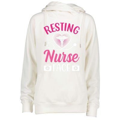 Nurse Lovers Funny Gift Resting Nurse Face Gift Womens Funnel Neck Pullover Hood