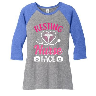 Nurse Lovers Funny Gift Resting Nurse Face Gift Women's Tri-Blend 3/4-Sleeve Raglan Shirt