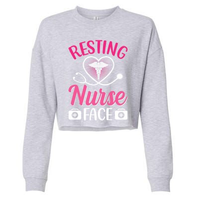 Nurse Lovers Funny Gift Resting Nurse Face Gift Cropped Pullover Crew