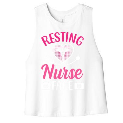 Nurse Lovers Funny Gift Resting Nurse Face Gift Women's Racerback Cropped Tank