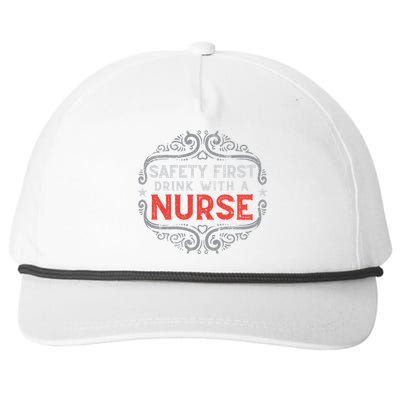 Nurse Lover Funny Safety First With A Nurse Retro Cool Gift Snapback Five-Panel Rope Hat