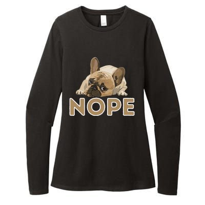 Nope Lazy Frenchie Funny French Bulldog Dog Lover Womens CVC Long Sleeve Shirt