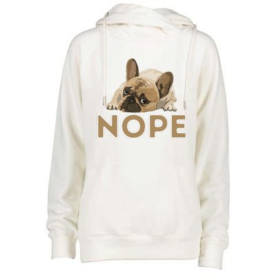 Nope Lazy Frenchie Funny French Bulldog Dog Lover Womens Funnel Neck Pullover Hood