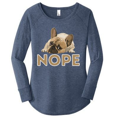 Nope Lazy Frenchie Funny French Bulldog Dog Lover Women's Perfect Tri Tunic Long Sleeve Shirt