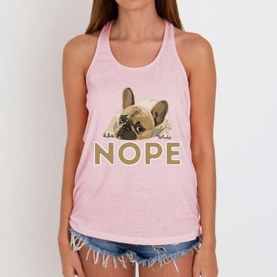 Nope Lazy Frenchie Funny French Bulldog Dog Lover Women's Knotted Racerback Tank