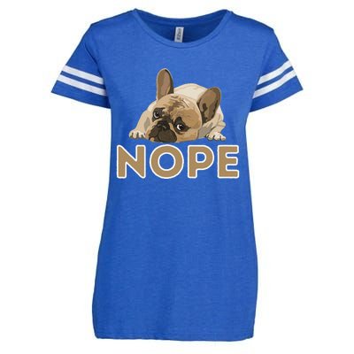 Nope Lazy Frenchie Funny French Bulldog Dog Lover Enza Ladies Jersey Football T-Shirt