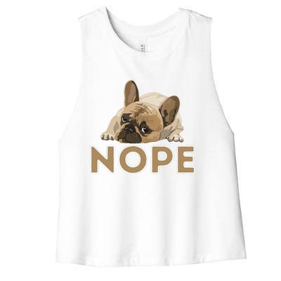 Nope Lazy Frenchie Funny French Bulldog Dog Lover Women's Racerback Cropped Tank