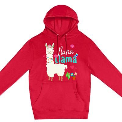 Nana Llama Funny Mother's Day Mom Birthday Premium Pullover Hoodie