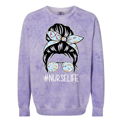 Nurse Life Female Bun Colorblast Crewneck Sweatshirt