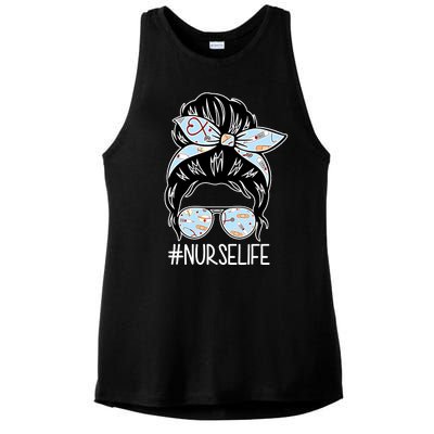 Nurse Life Female Bun Ladies PosiCharge Tri-Blend Wicking Tank