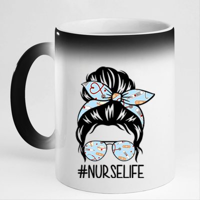 Nurse Life Female Bun 11oz Black Color Changing Mug