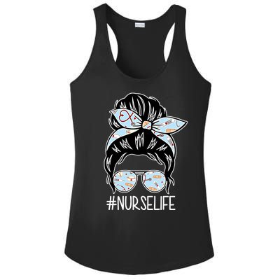 Nurse Life Female Bun Ladies PosiCharge Competitor Racerback Tank