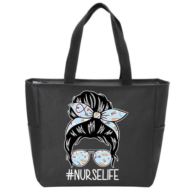 Nurse Life Female Bun Zip Tote Bag
