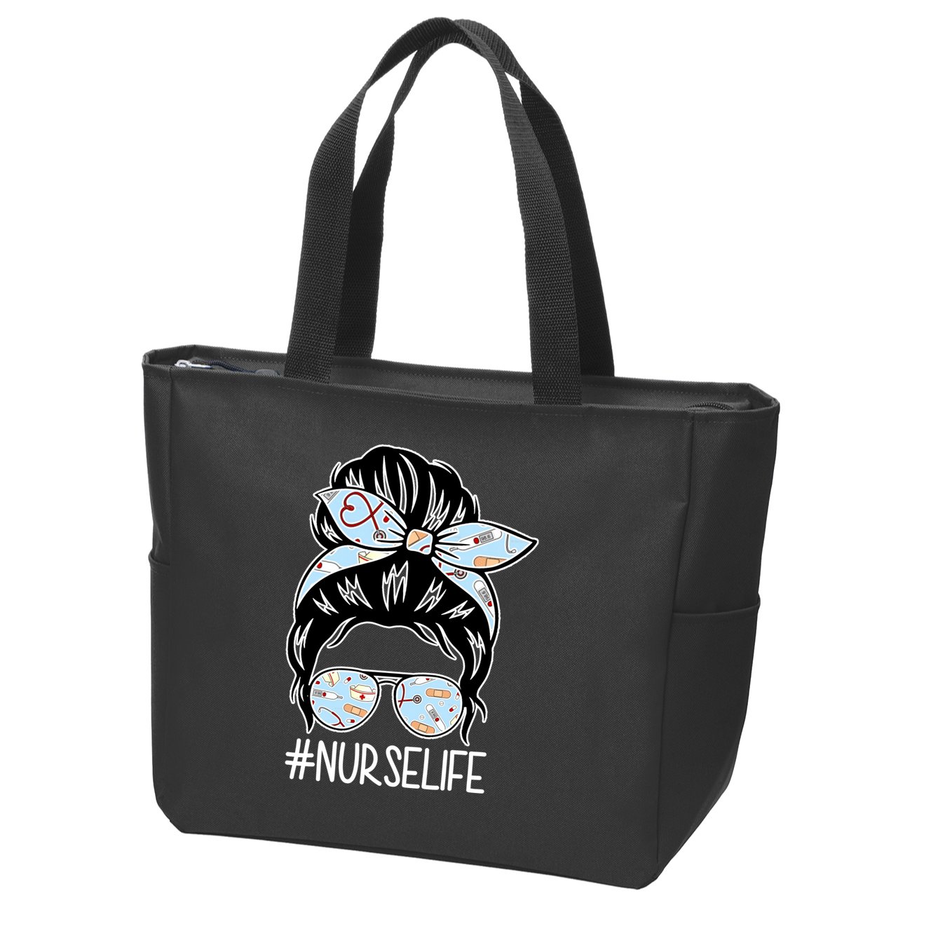 Nurse Life Female Bun Zip Tote Bag