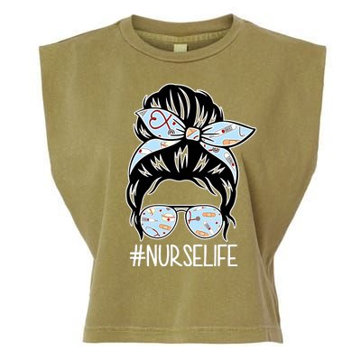 Nurse Life Female Bun Garment-Dyed Women's Muscle Tee