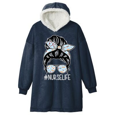 Nurse Life Female Bun Hooded Wearable Blanket